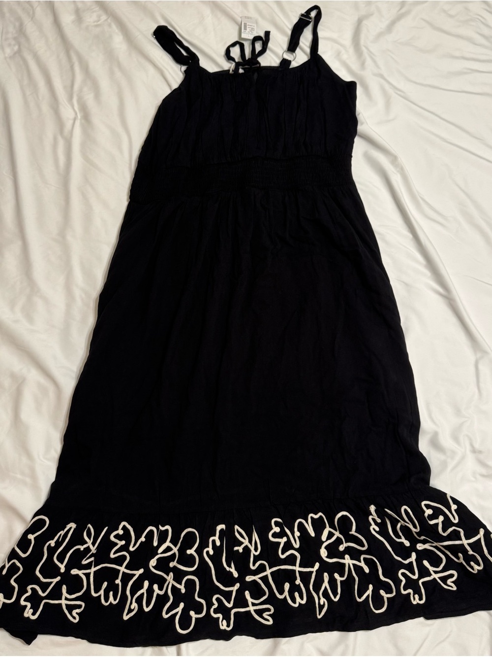 Maurices Black Maxi Dress with White Embroidered Hem